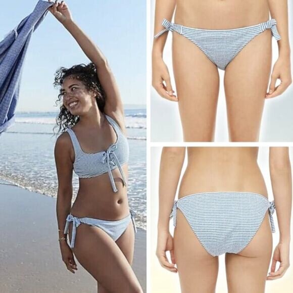 NWT J.CREW Bikini Side Tie Lowrider Bottom Sz 3X Stripe Print - Picture 1 of 8